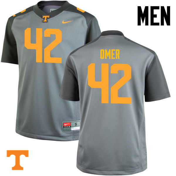 Men #42 Chip Omer Tennessee Volunteers College Football Jerseys-Gray
